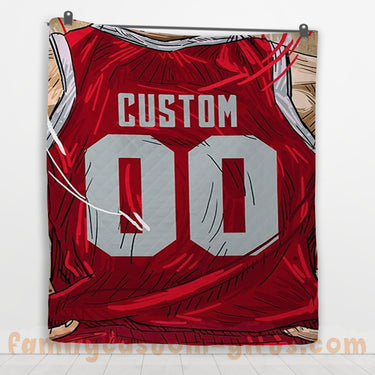 Custom Premium Quilt Blanket Houston Jersey Basketball Personalized Quilt Gifts for Her & Him
